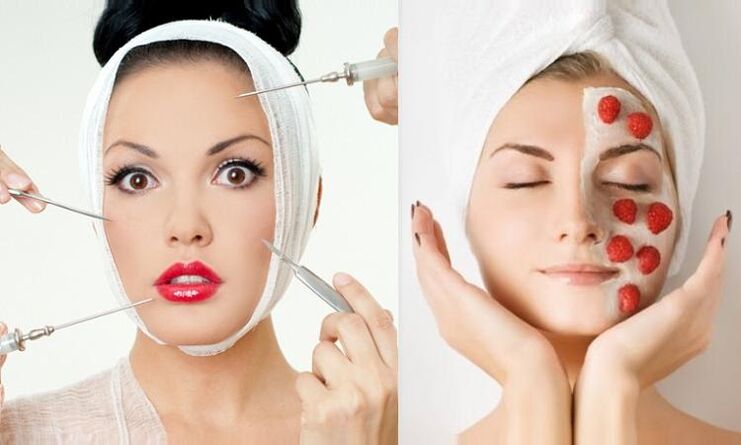 Beauty injections and cosmetics in facial skin rejuvenation